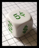 Dice : Dice - 6D - Koplow Green and White US Money Word Gen Con Aug 2009